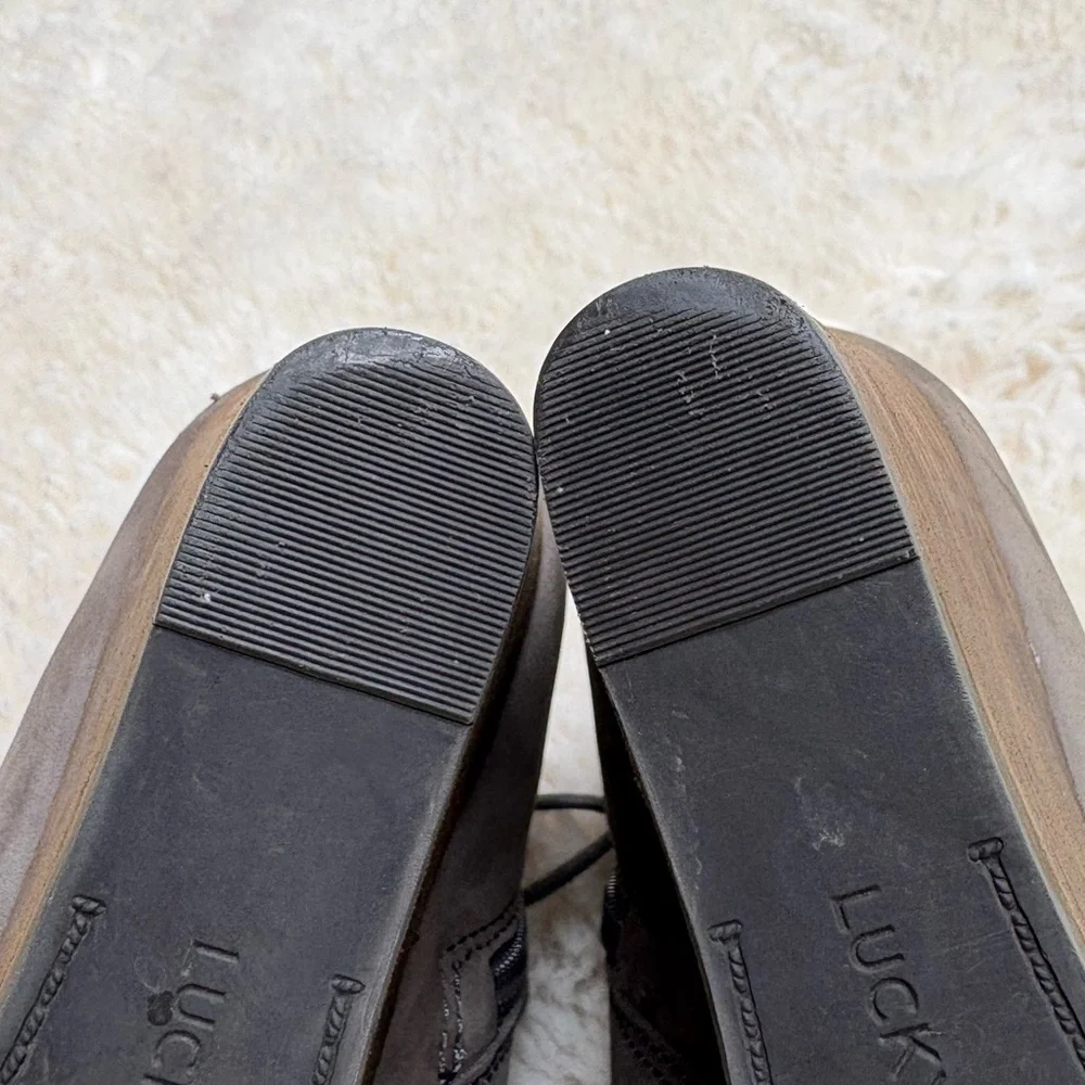 Lucky Brand Gray Suede Wedge Booties